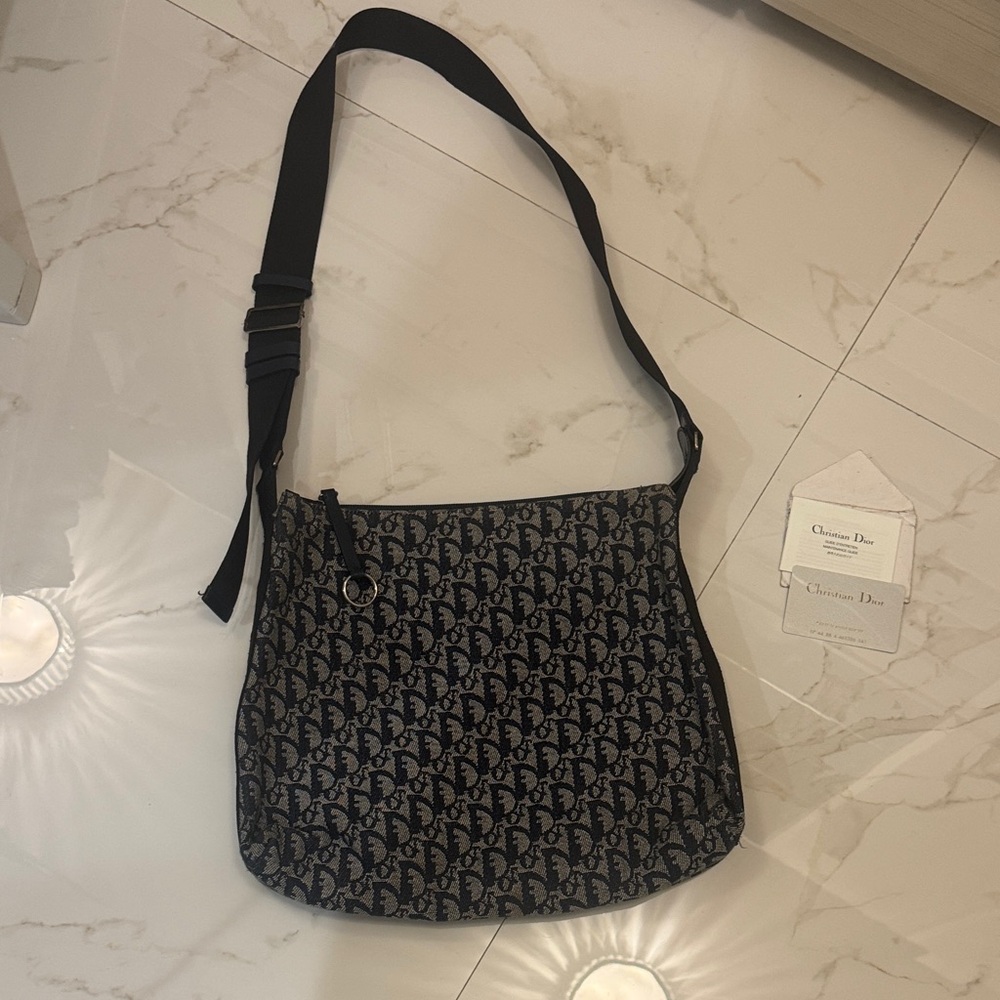 Dior Navy & Gray Monogram Messenger Bag 💯 Authentic